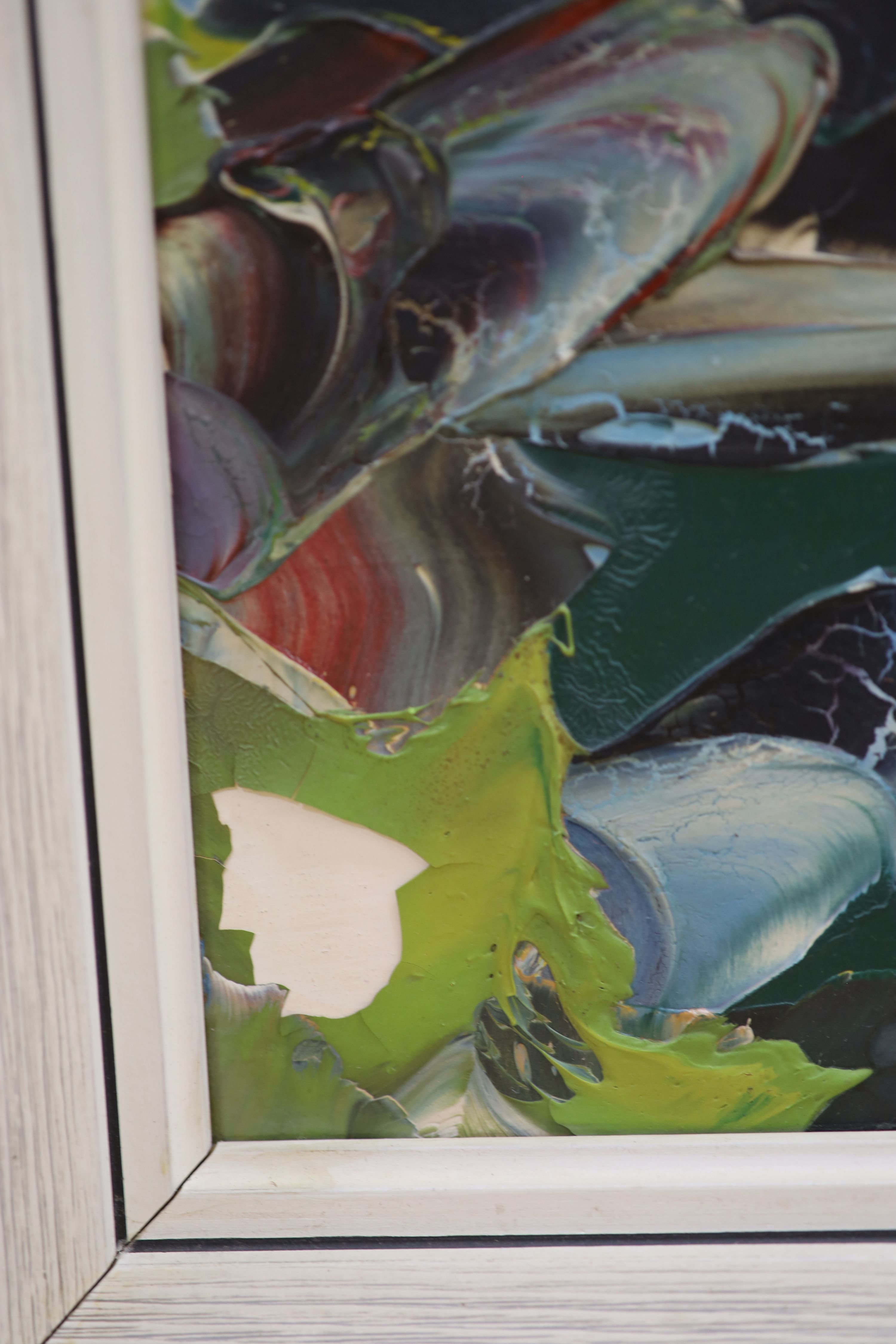 George R. Deakins (1911-1982), oil on board, Fisherman on a tropical shoreline, signed, 30 x 81cm
